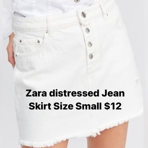 Zara Distressed Jean Skirt